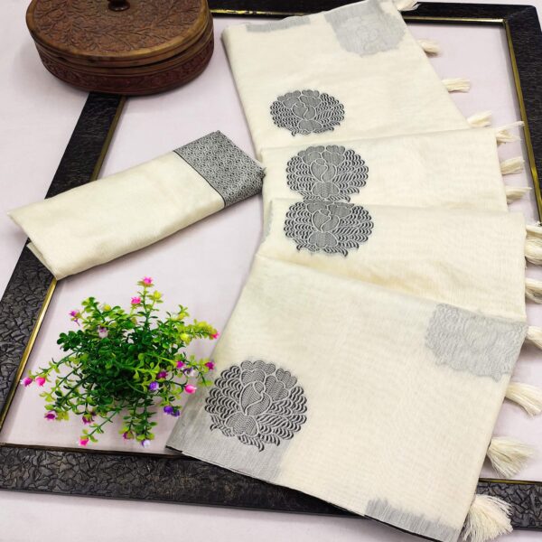 Off White Woven Pure Cotton Saree